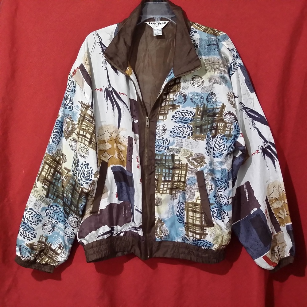 VTG FEEL FREE BY G.C.100 SILK  LIGHT BOMBER JACKET